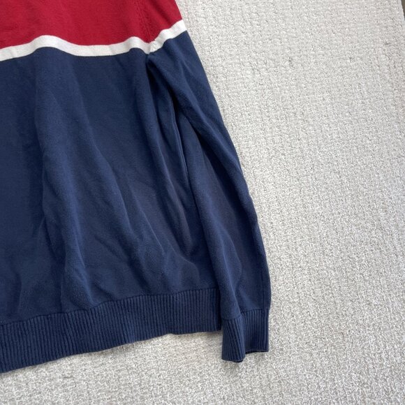 Tommy Hilfiger Sweater Mens L Blue / White / Red Cotton Half Zip Logo Classic - Picture 12 of 12